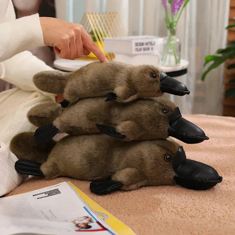 Cuddly Brown White Plush Platypus Toy