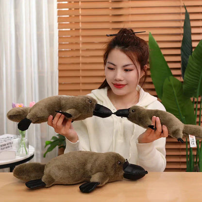 Cuddly Brown White Plush Platypus Toy