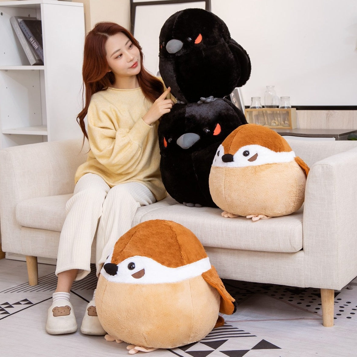 Soft Round Bird Plush Toys - Fesara