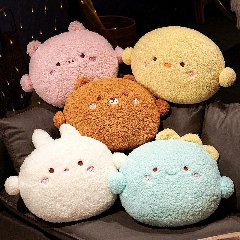 Soft Cuddly Round Stuffed Animal Pillow Set