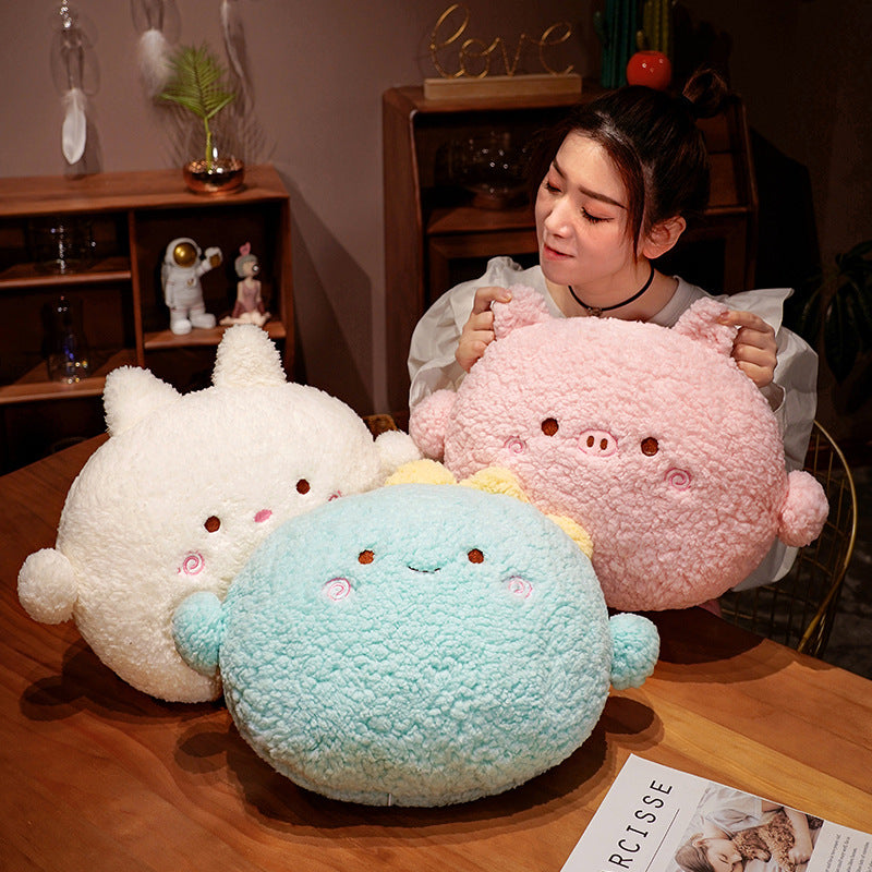 Soft Cuddly Round Stuffed Animal Pillow Set