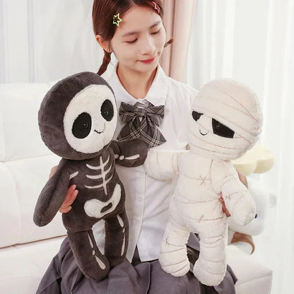 Spooky Skeleton and Mummy Soft Toys