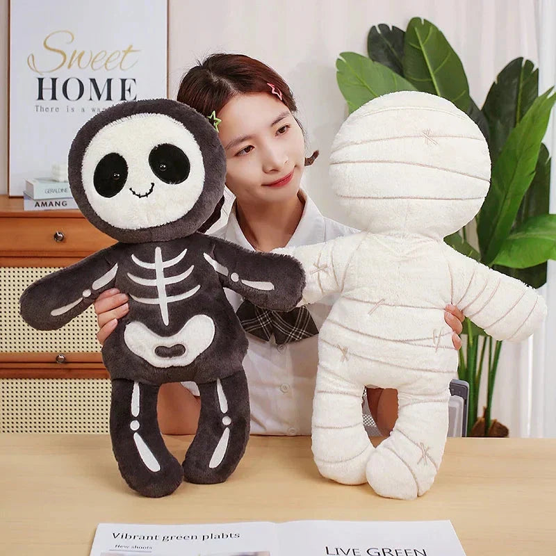 Spooky Skeleton and Mummy Soft Toys