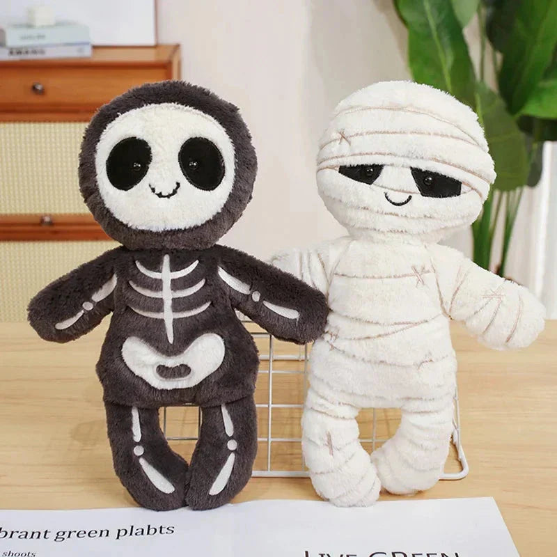 Spooky Skeleton and Mummy Soft Toys
