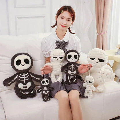 Spooky Skeleton and Mummy Soft Toys