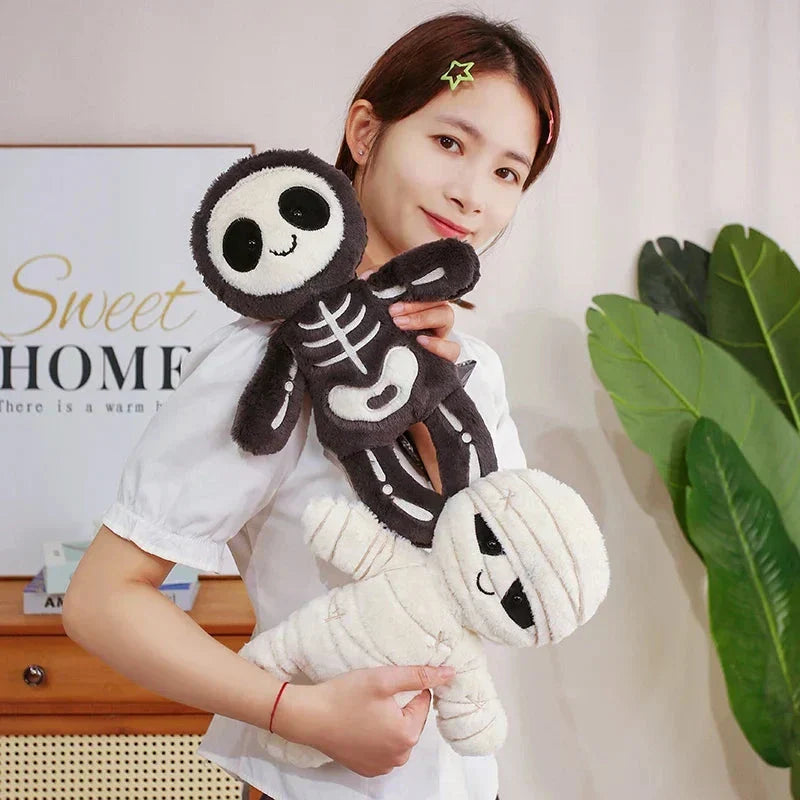 Spooky Skeleton and Mummy Soft Toys