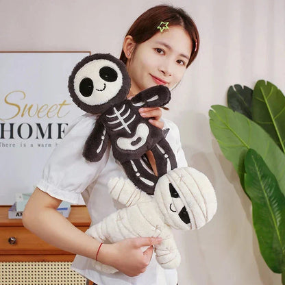 Spooky Skeleton and Mummy Soft Toys