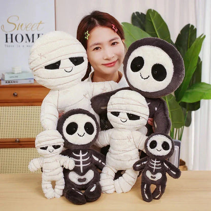 Spooky Skeleton and Mummy Soft Toys