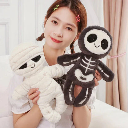 Spooky Skeleton and Mummy Soft Toys