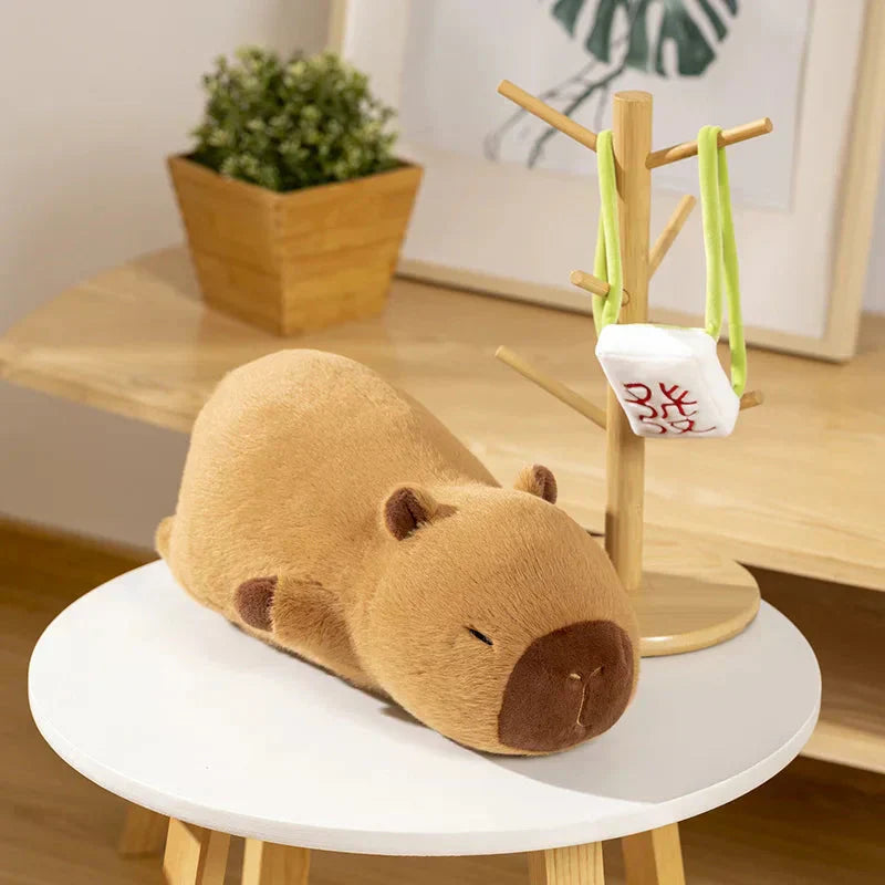 Cute Capybara Mahjong Plush Backpack Buddy