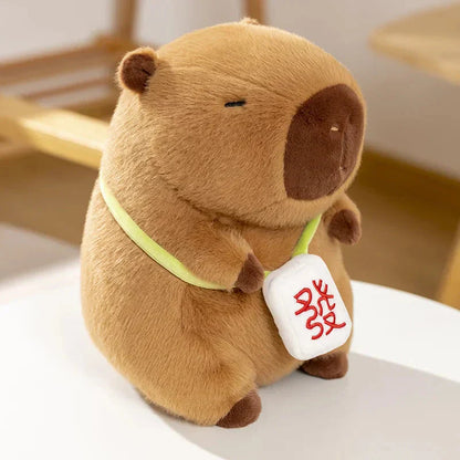 Cute Capybara Mahjong Plush Backpack Buddy