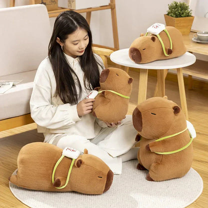 Cute Capybara Mahjong Plush Backpack Buddy