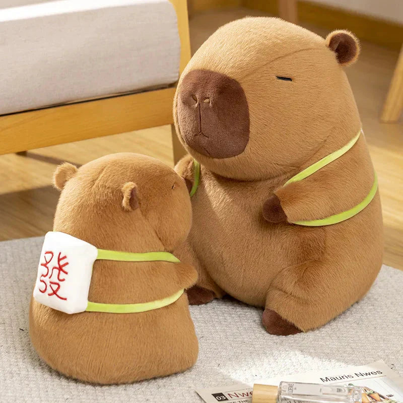 Cute Capybara Mahjong Plush Backpack Buddy