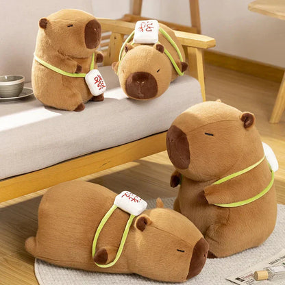 Cute Capybara Mahjong Plush Backpack Buddy