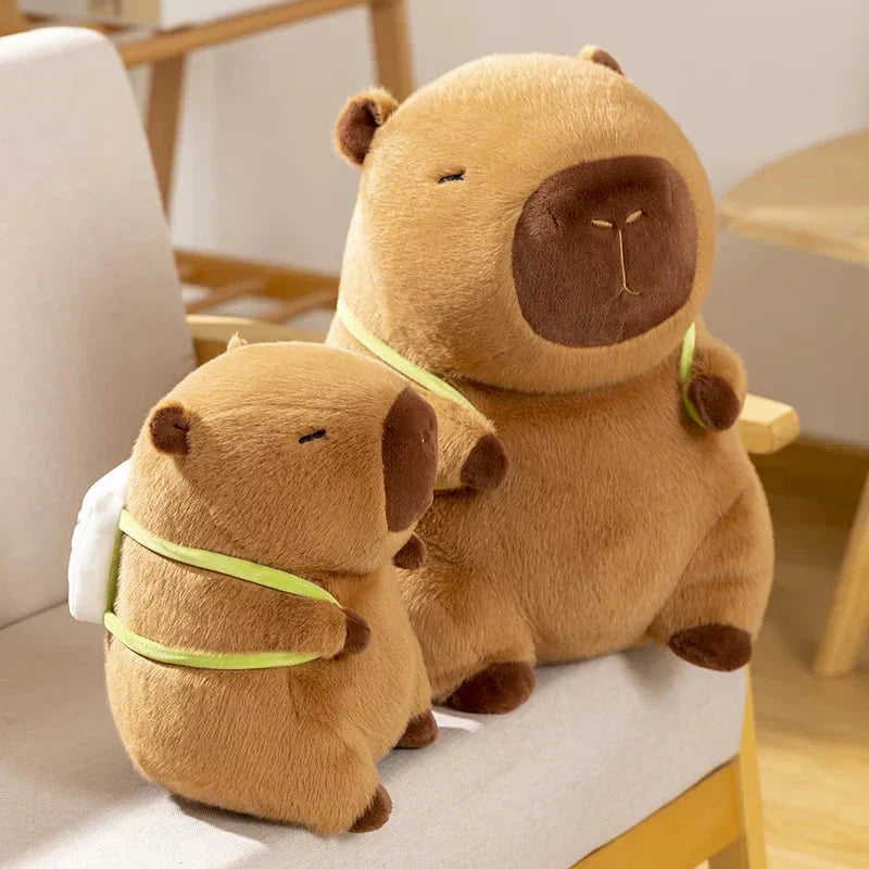 Cute Capybara Mahjong Plush Backpack Buddy