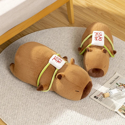 Cute Capybara Mahjong Plush Backpack Buddy