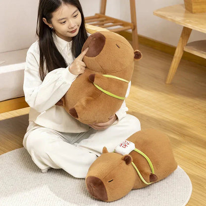 Cute Capybara Mahjong Plush Backpack Buddy