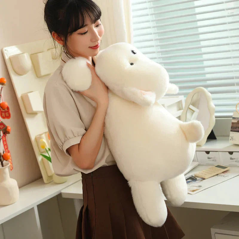 Cute White Dog Plush Toy with Fun Hat