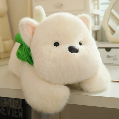 Cute White Dog Plush Toy with Fun Hat