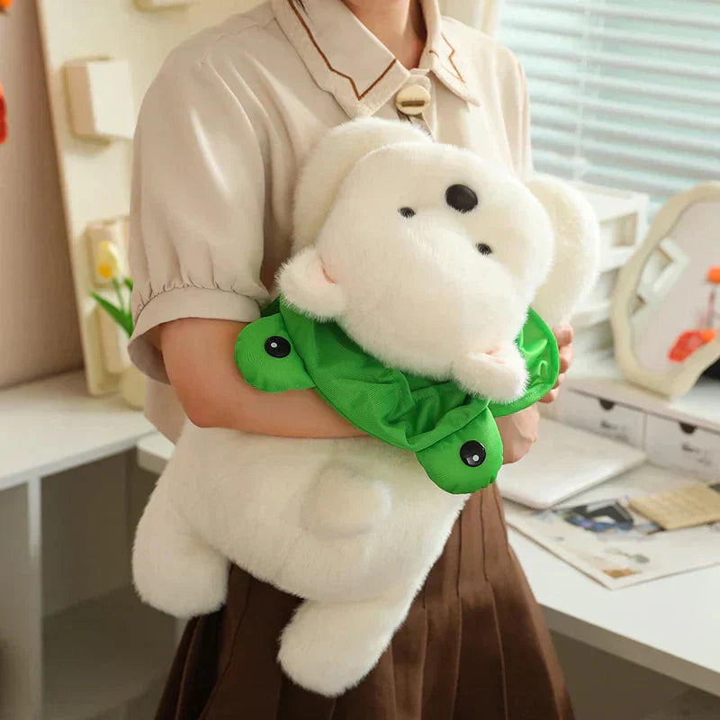 Cute White Dog Plush Toy with Fun Hat