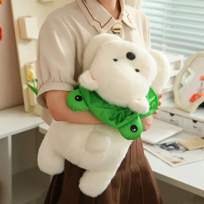Cute White Dog Plush Toy with Fun Hat