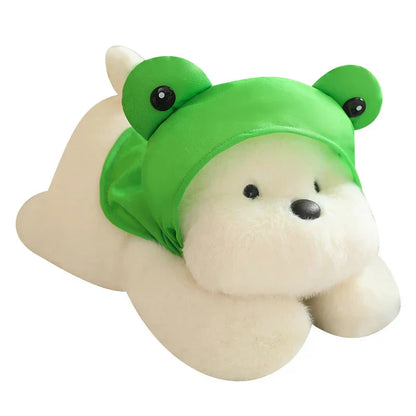 Cute White Dog Plush Toy with Fun Hat