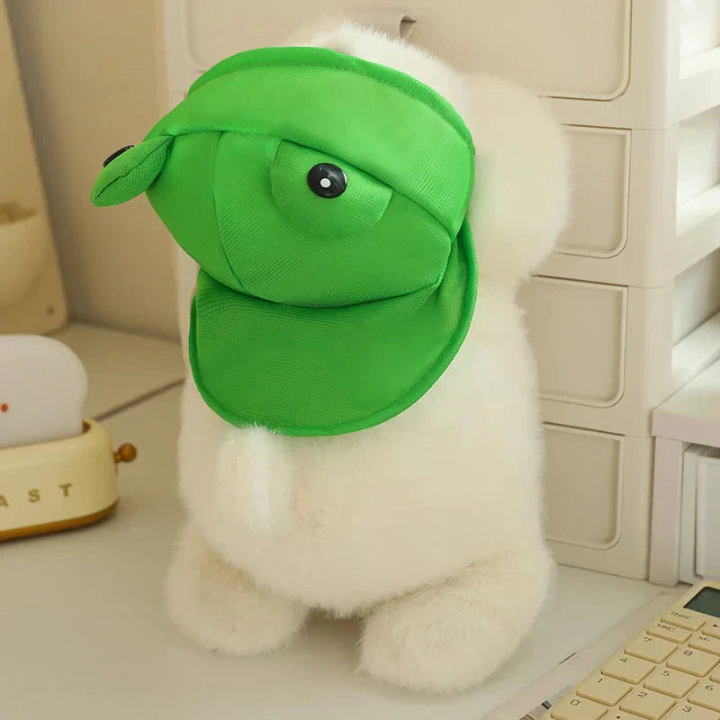 Cute White Dog Plush Toy with Fun Hat