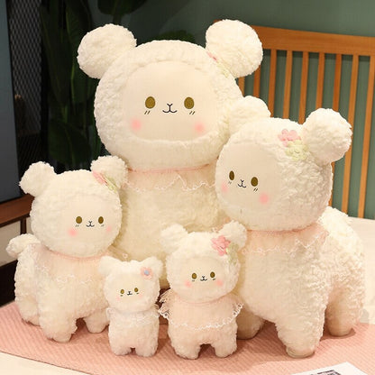 Cuddly Plush Lamb Figurine Set