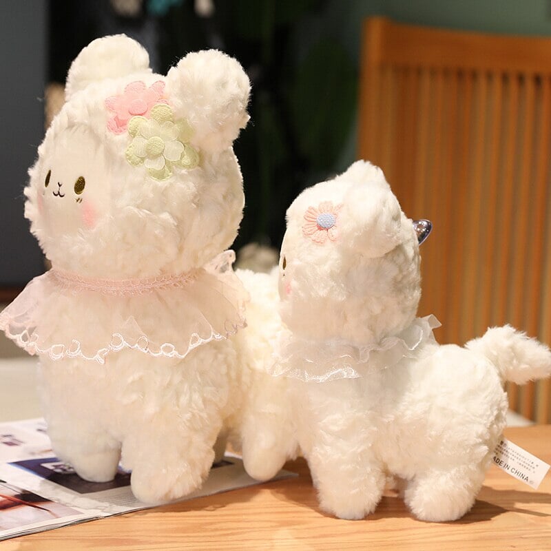 Cuddly Plush Lamb Figurine Set
