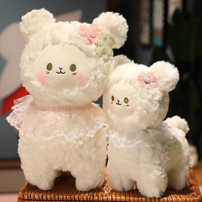 Cuddly Plush Lamb Figurine Set