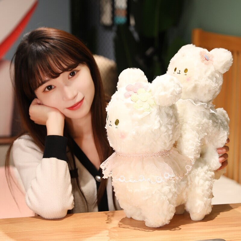 Cuddly Plush Lamb Figurine Set