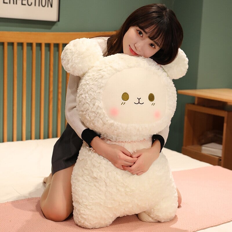 Cuddly Plush Lamb Figurine Set