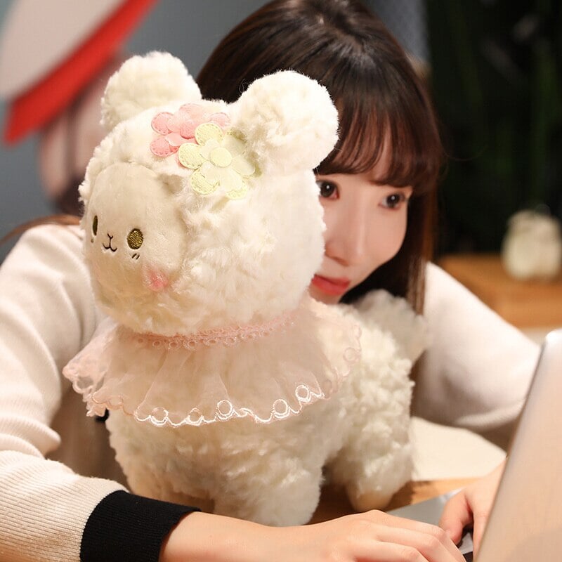 Cuddly Plush Lamb Figurine Set