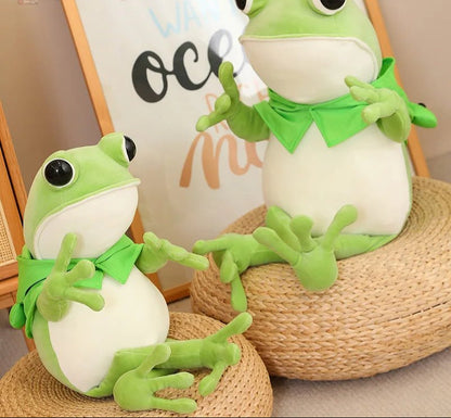 Cute Green Frog Stuffed Animal with Cap
