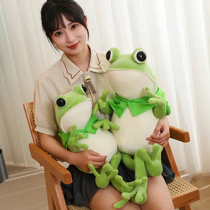 Cute Green Frog Stuffed Animal with Cap