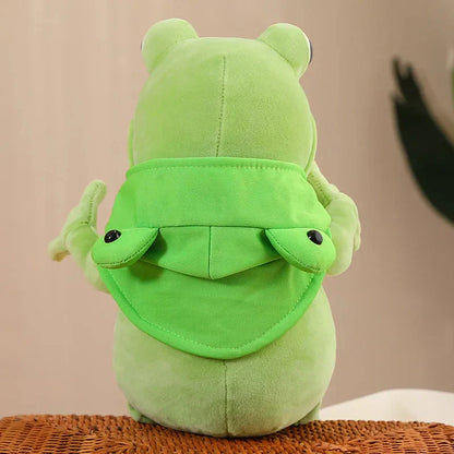 Cute Green Frog Stuffed Animal with Cap
