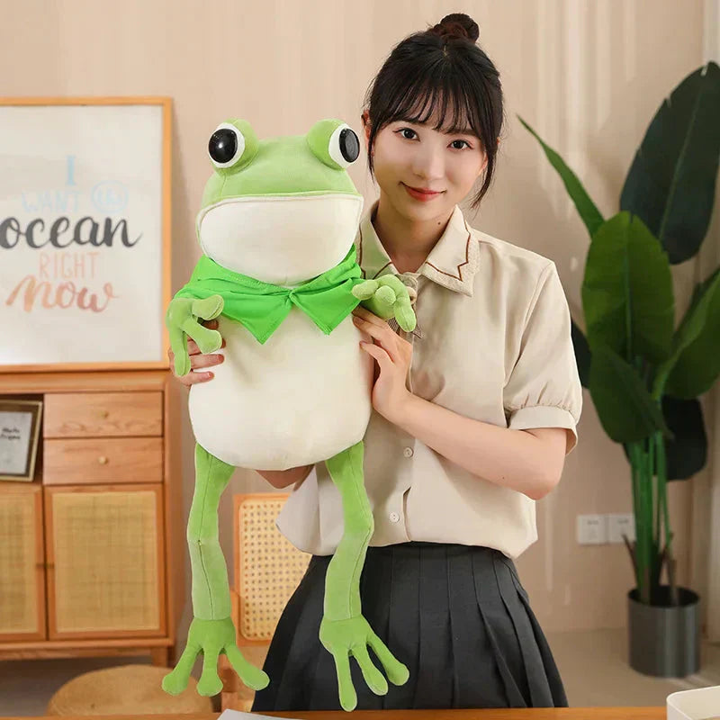 Cute Green Frog Stuffed Animal with Cap