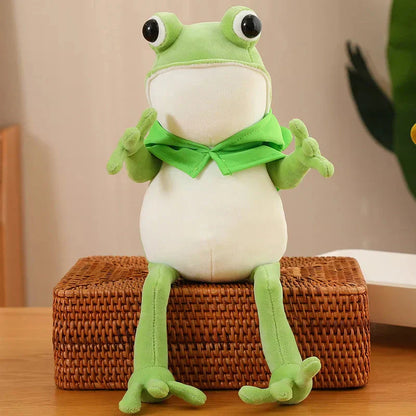 Cute Green Frog Stuffed Animal with Cap