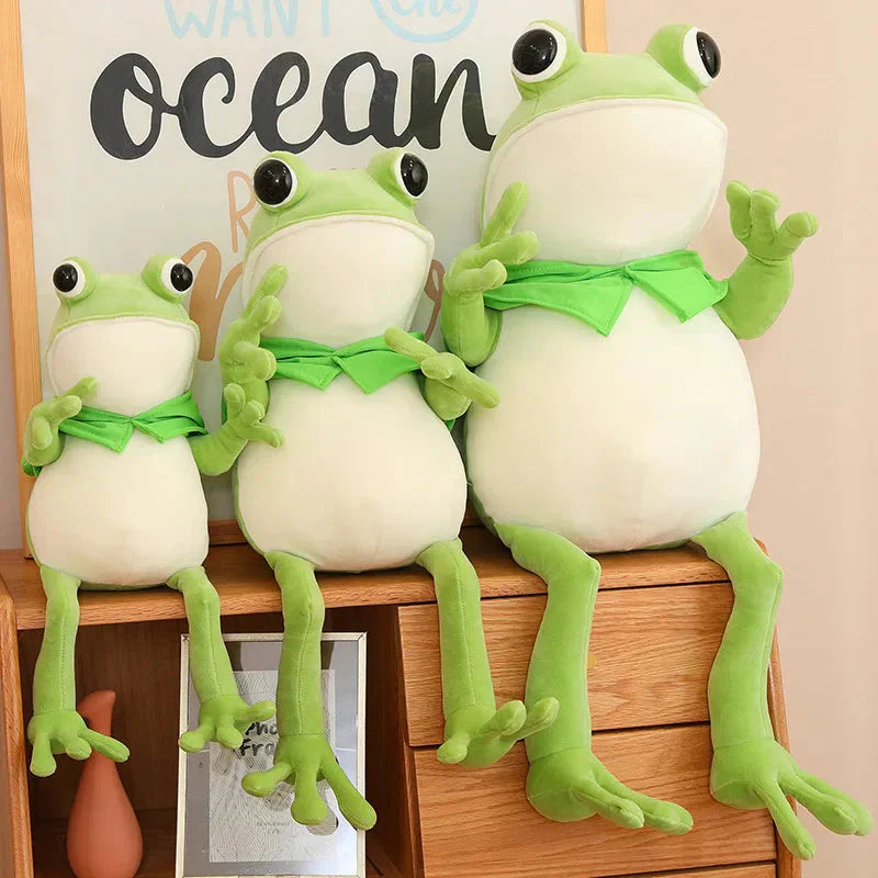 Cute Green Frog Stuffed Animal with Cap