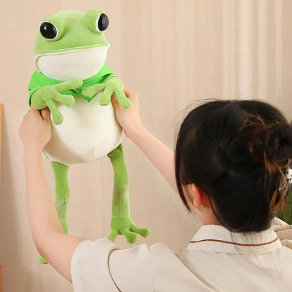 Cute Green Frog Stuffed Animal with Cap