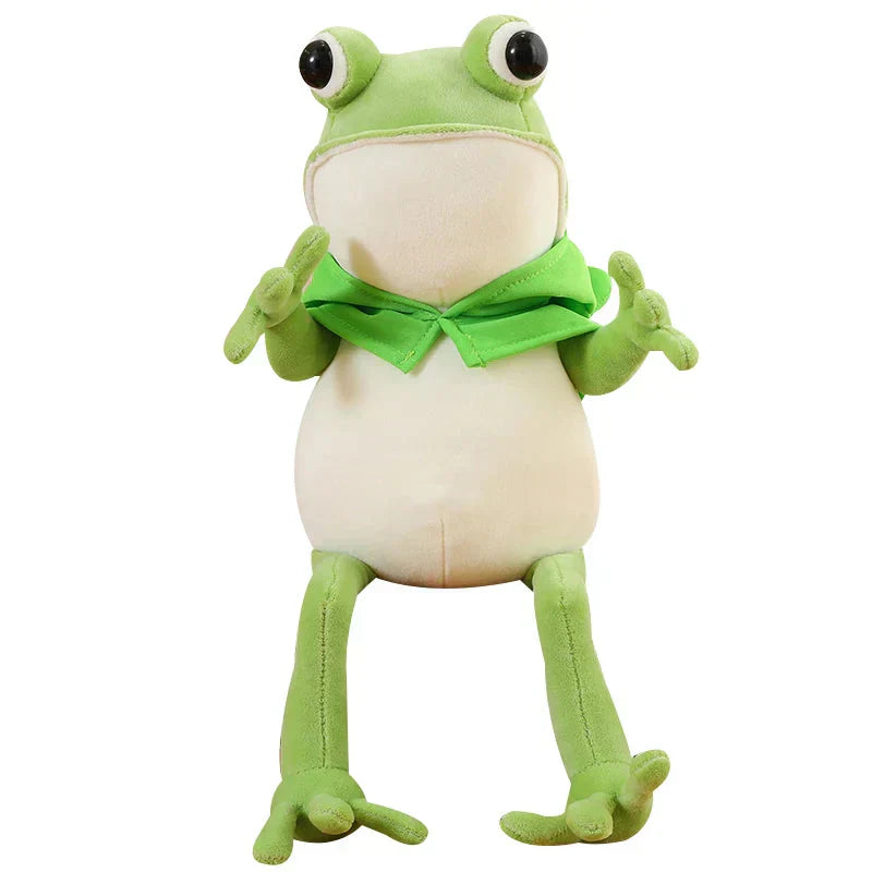 Cute Green Frog Stuffed Animal with Cap