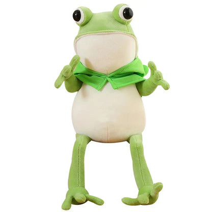 Cute Green Frog Stuffed Animal with Cap