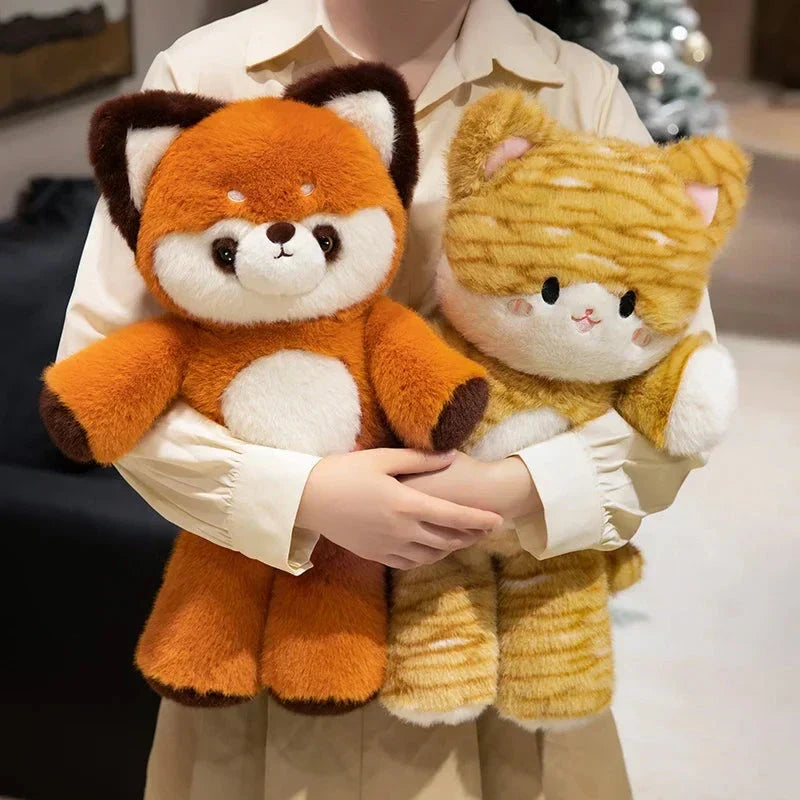 Cute Cat & Red Panda Soft Plush Friends