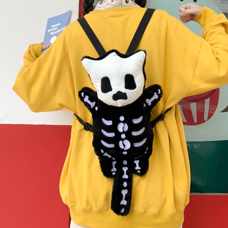Small Cute Skeleton Soft Backpack - Fesara