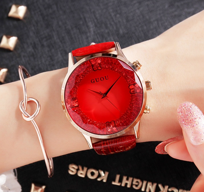 Elegant Diamond Real Leather Women's Watch - Fesara
