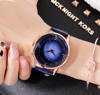 Elegant Diamond Real Leather Women's Watch