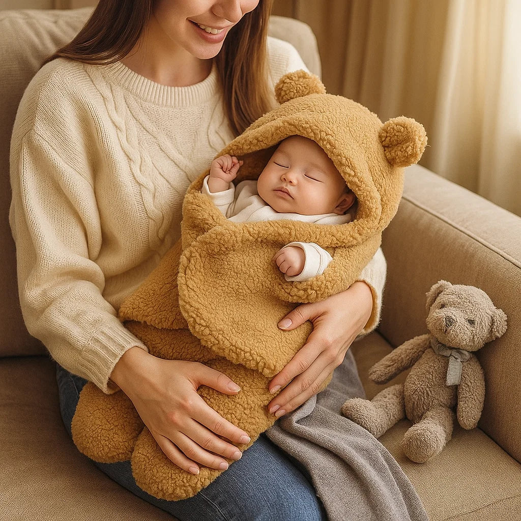 Cute Bear Baby Blanket and Pajama Set