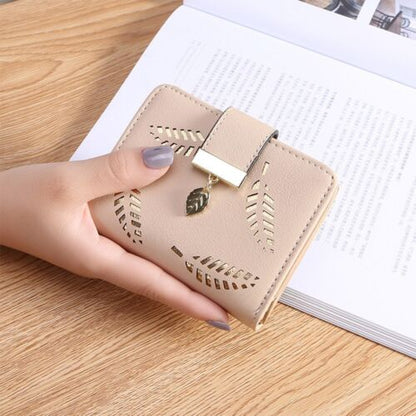 Luxury PU Leather Wallet with Leaf Accent