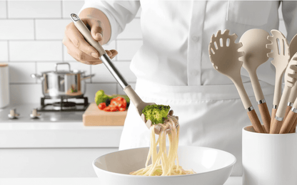 Premium Kitchen Utensil Set with Silicone & Wooden Handles