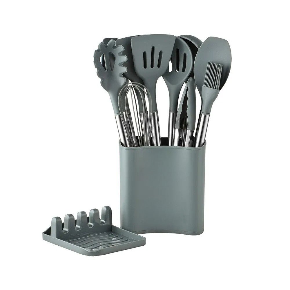 Premium Kitchen Utensil Set with Silicone & Wooden Handles - Fesara